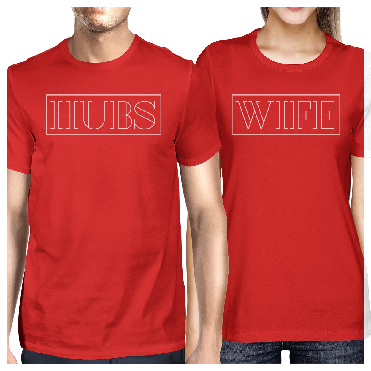 Hubs And Wife Matching Couple Red Shirts