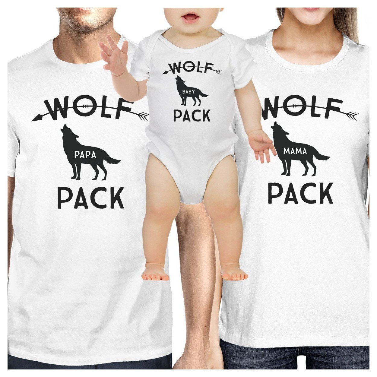 Wolf Papa Mens White Graphic T-Shirt Funny Gift Idea For New Dads