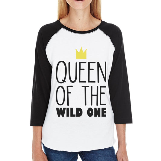 Wild One Crown Womens Black And White BaseBall Shirt