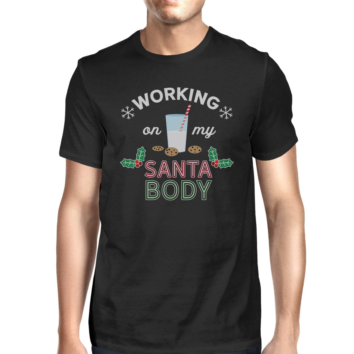 Working On My Santa Body Mens Black Shirt