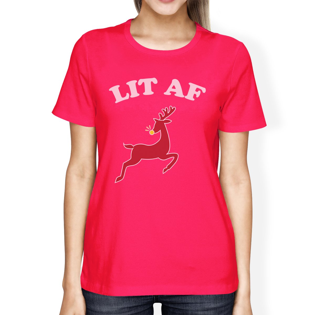 Lit Af Womens Hot Pink Shirt