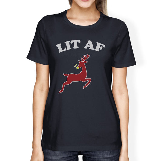 Lit Af Womens Navy Shirt