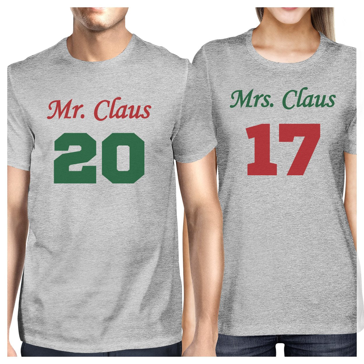 Mr. And Mrs. Claus Matching Couple Grey Shirts