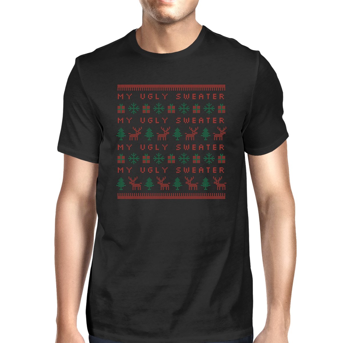 My Ugly Sweater Pattern Mens Black Shirt