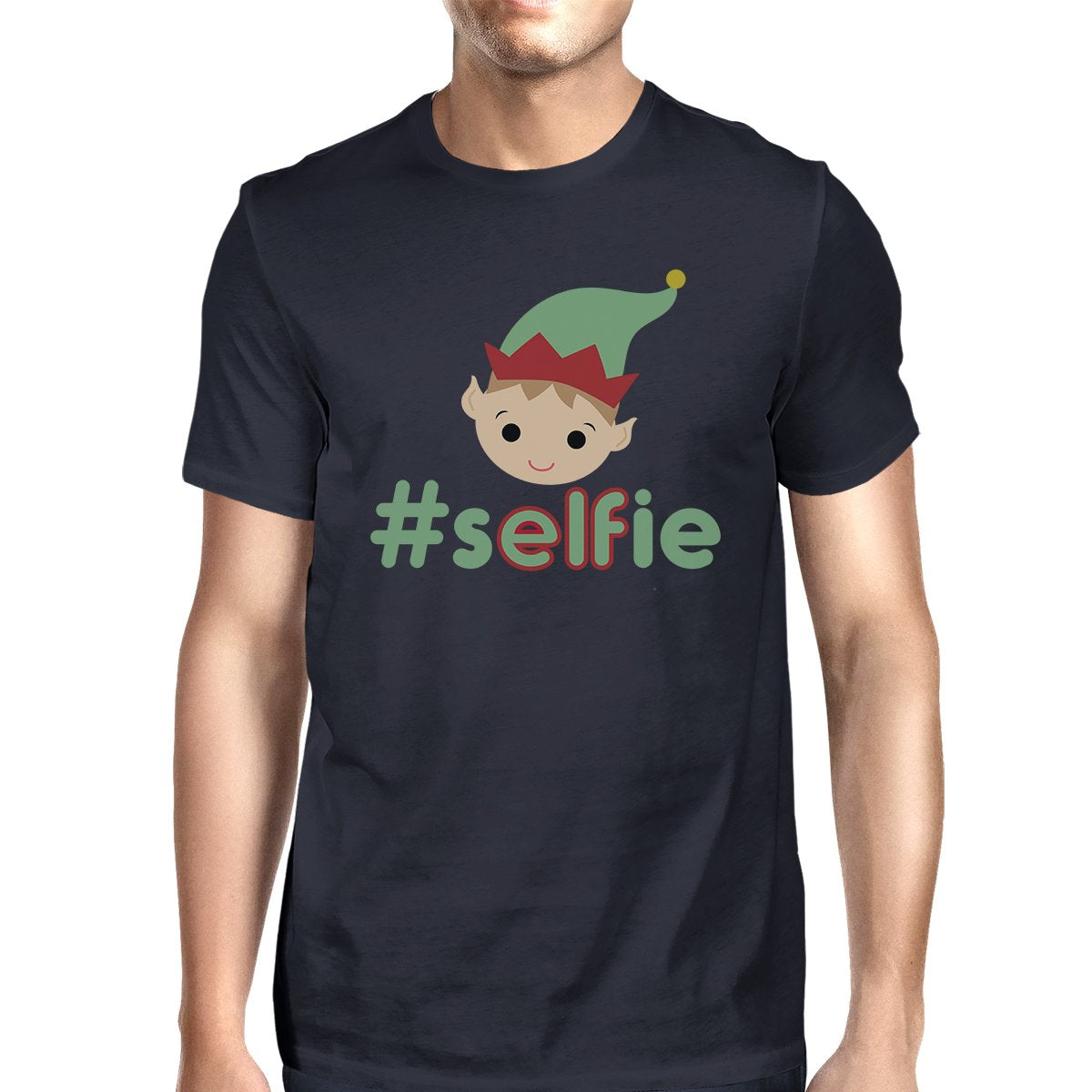 Hashtag Selfie Elf Mens Navy Shirt