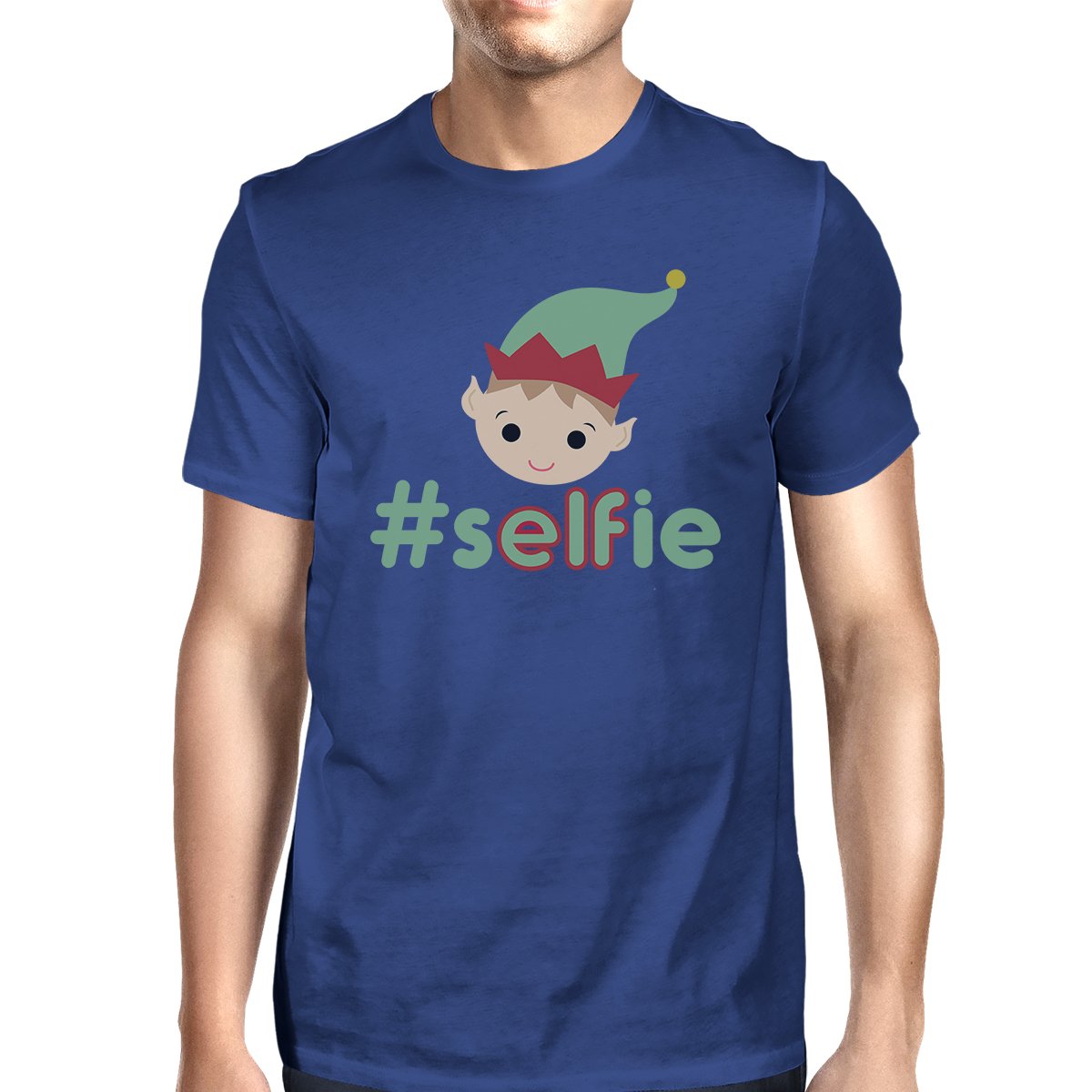 Hashtag Selfie Elf Mens Royal Blue Shirt