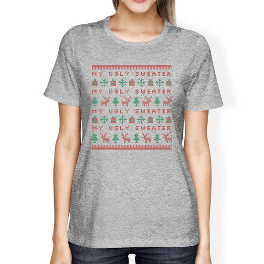 My Ugly Sweater Pattern Womens Grey Shirt