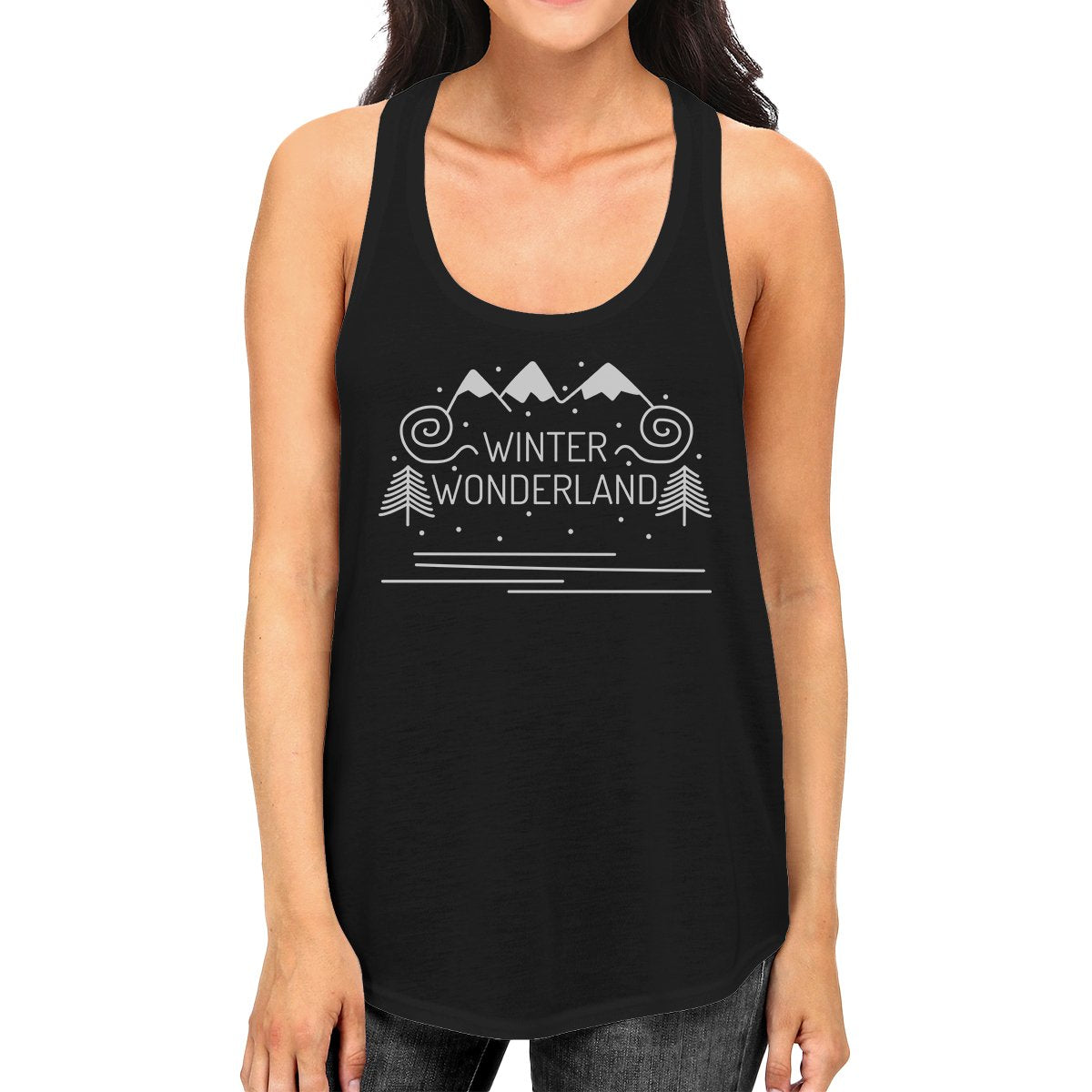 Winter Wonderland Womens Black Tank Top