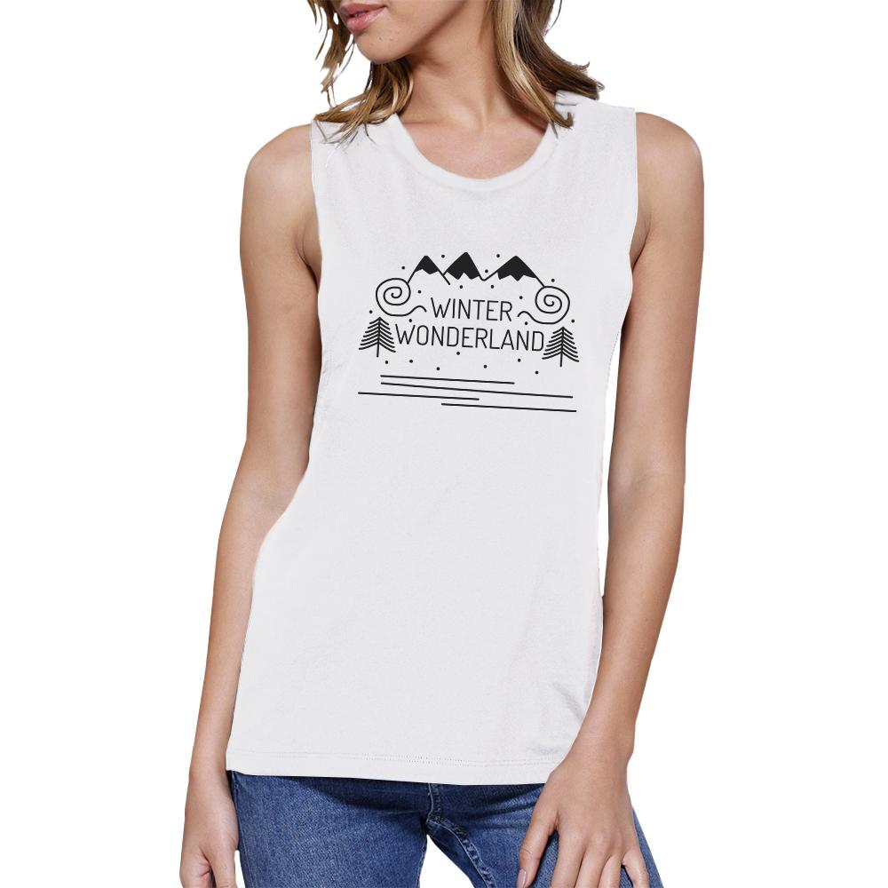 Winter Wonderland Womens White Muscle Top