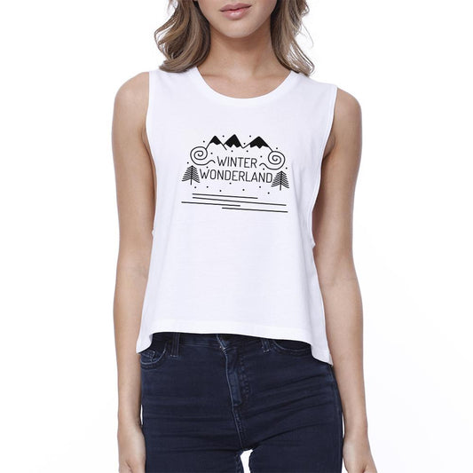 Winter Wonderland Womens White Crop Top