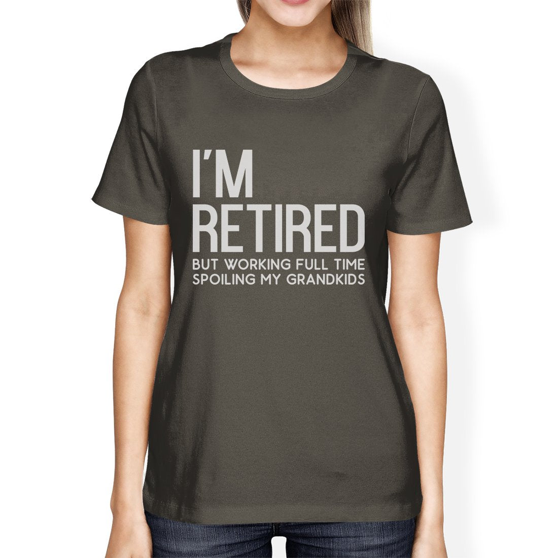 Retired Grandkids Womens Graphic Humorous Tee Shirt For Family Day