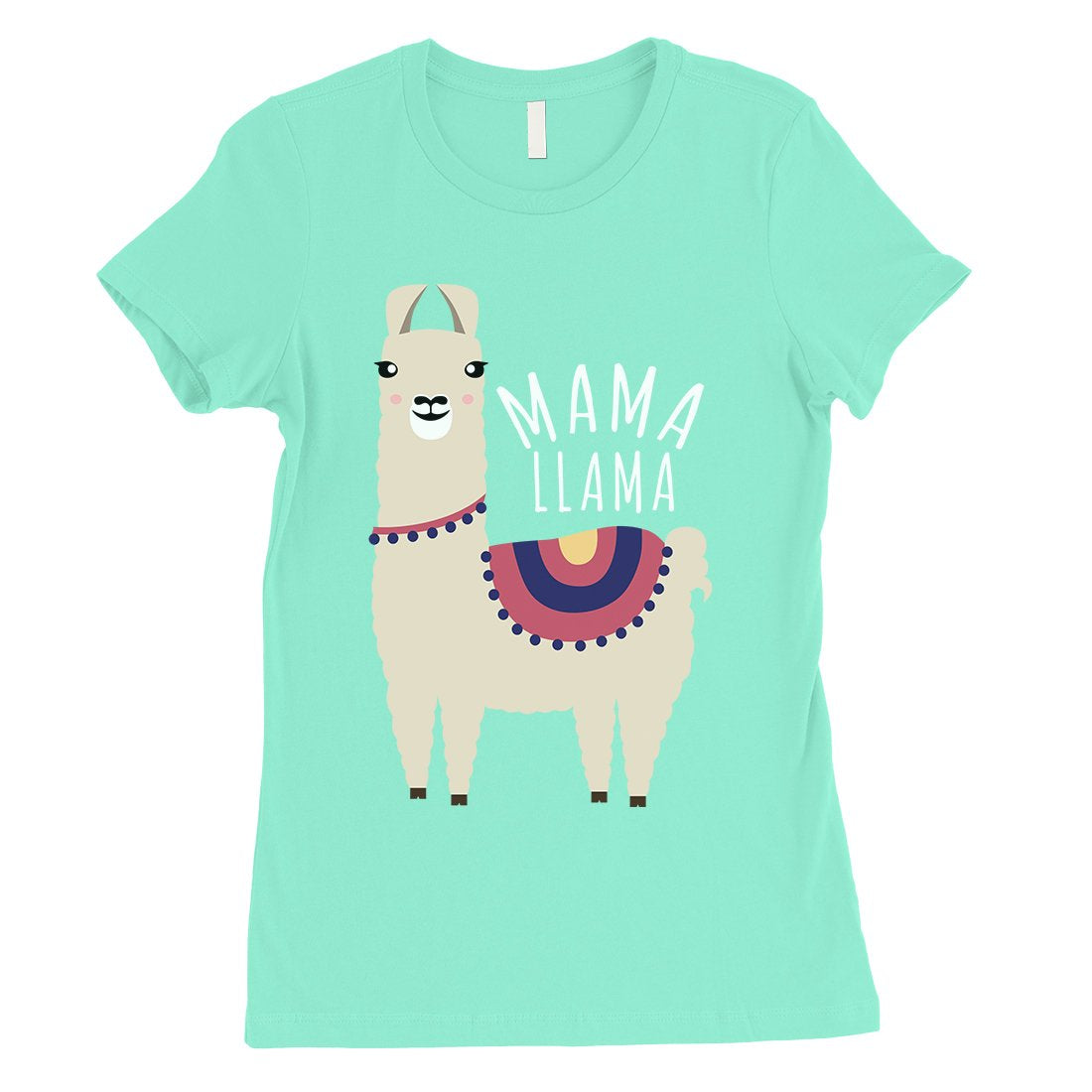 Mama Llama Womens Cute Short Sleeve T-Shirt Funny Mother Day Gift Tee