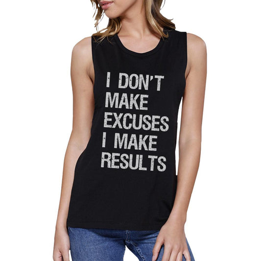 Excuses Results Womens Tank Top Muscle Shirt For Gym Workout Lovers