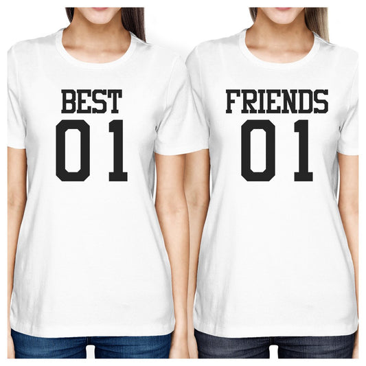 Best01 Friends01 BFF Matching White T-Shirts