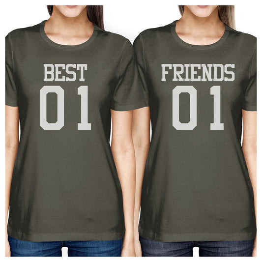 Best01 Friends01 BFF Matching Dark Grey T-Shirts