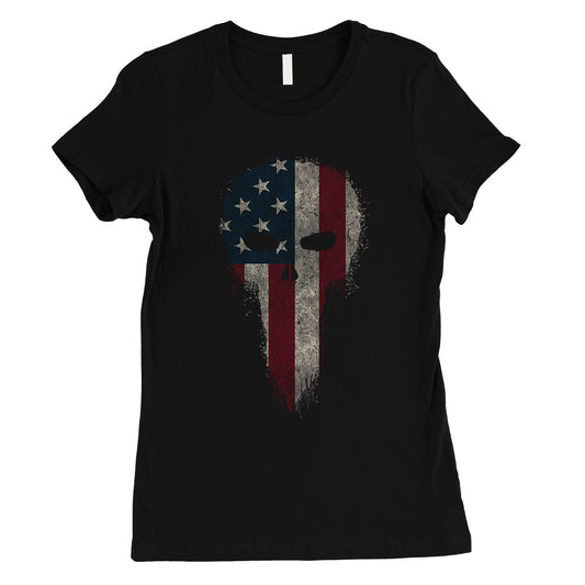 Vintage American Skull Womens 4th of July Outfit Cute Gifts T-Shirt