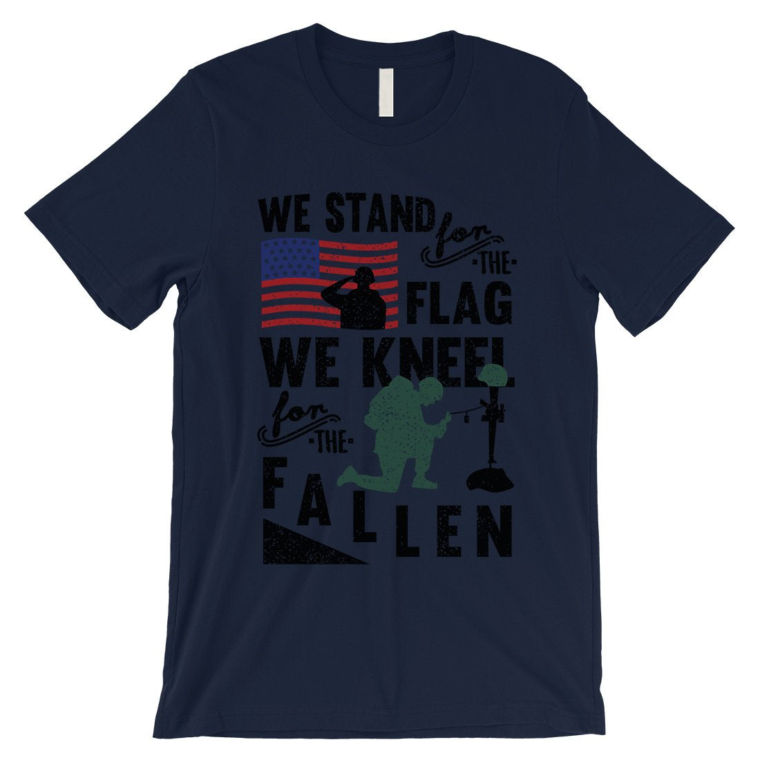 We Stand We Kneel Mens Graphic T-Shirt Veterans 4th of July Shirt