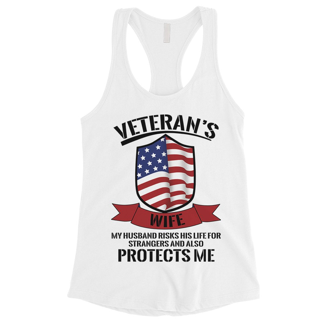 Veteran's Wife Shirt Womens Cute Graphic 4th of July Tank Top Gift