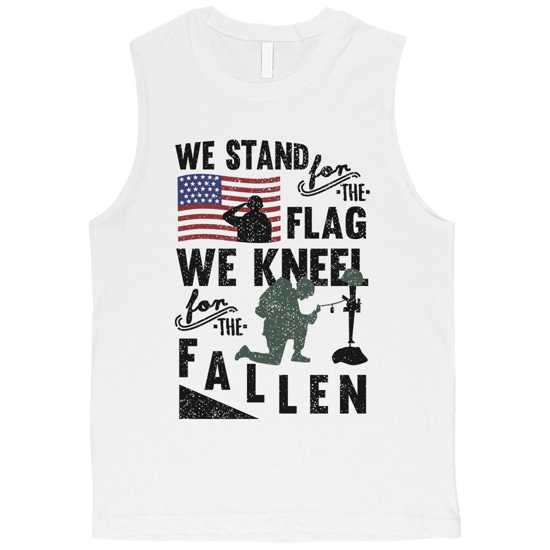 We Stand We Kneel Mens Graphic Workout Muscle Tee Memorial Day Gift