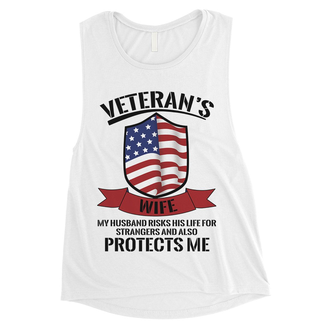 Veterans Wife Shirt Womens Cute Graphic 4th of July Muscle Tee Gift