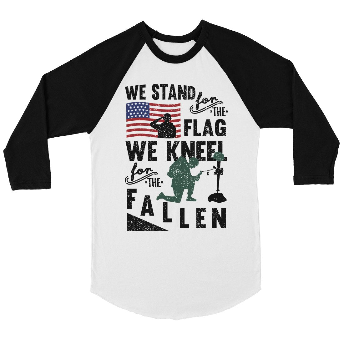 We Stand We Kneel Womens Cute Baseball Shirt 4th of July Raglan Tee