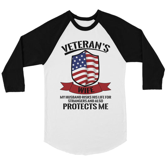 Veteran's Wife Womens Cute Baseball Shirt 4th of July Raglan Tee