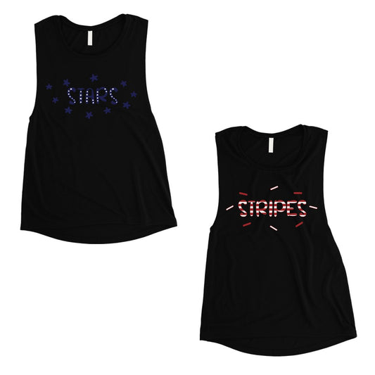 Stars And Stripes BFF Matching Tank Tops Womens For Sister Birthday