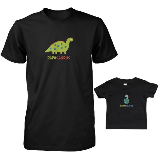 Daddy and Baby Matching T-Shirt Set - Papasaurus, Babysaurus