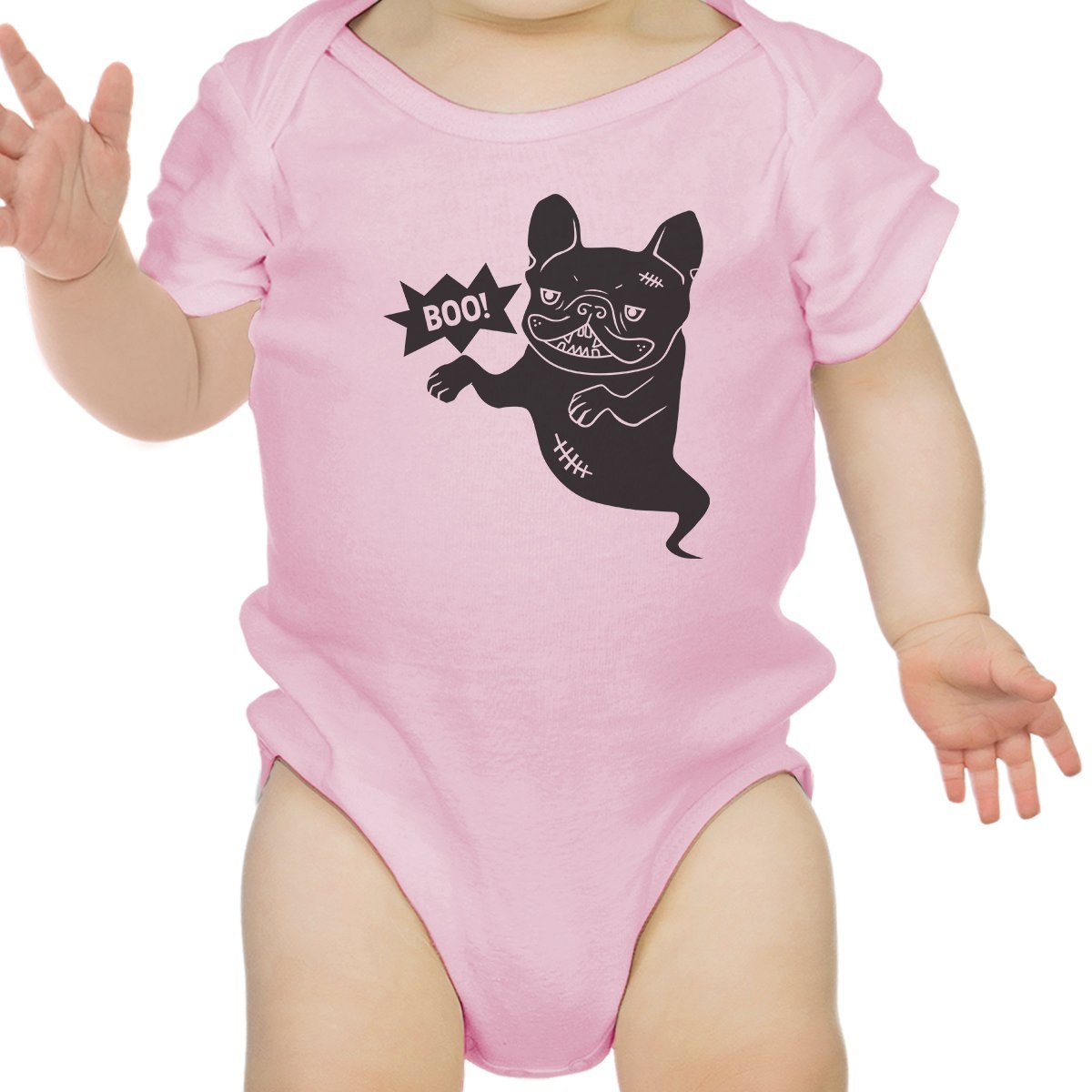 Boo French Bulldog Ghost Baby Pink Bodysuit