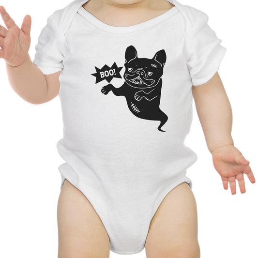 Boo French Bulldog Ghost Baby Black Bodysuit