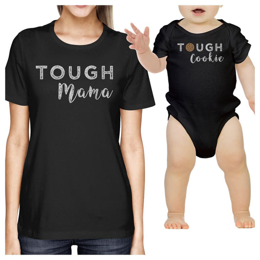 Tough Mama & Cookie Black Mom T-Shirt Baby Bodysuit Matching Top