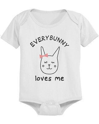 Everybunny Loves Me Baby Bodysuit - Pre-Shrunk Cotton Snap-On Style Baby Bodysuit