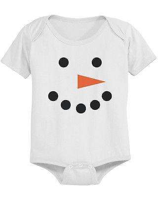 Cute Snowman Face Baby Bodysuit - Pre-Shrunk Cotton Snap-On Style Baby Bodysuit