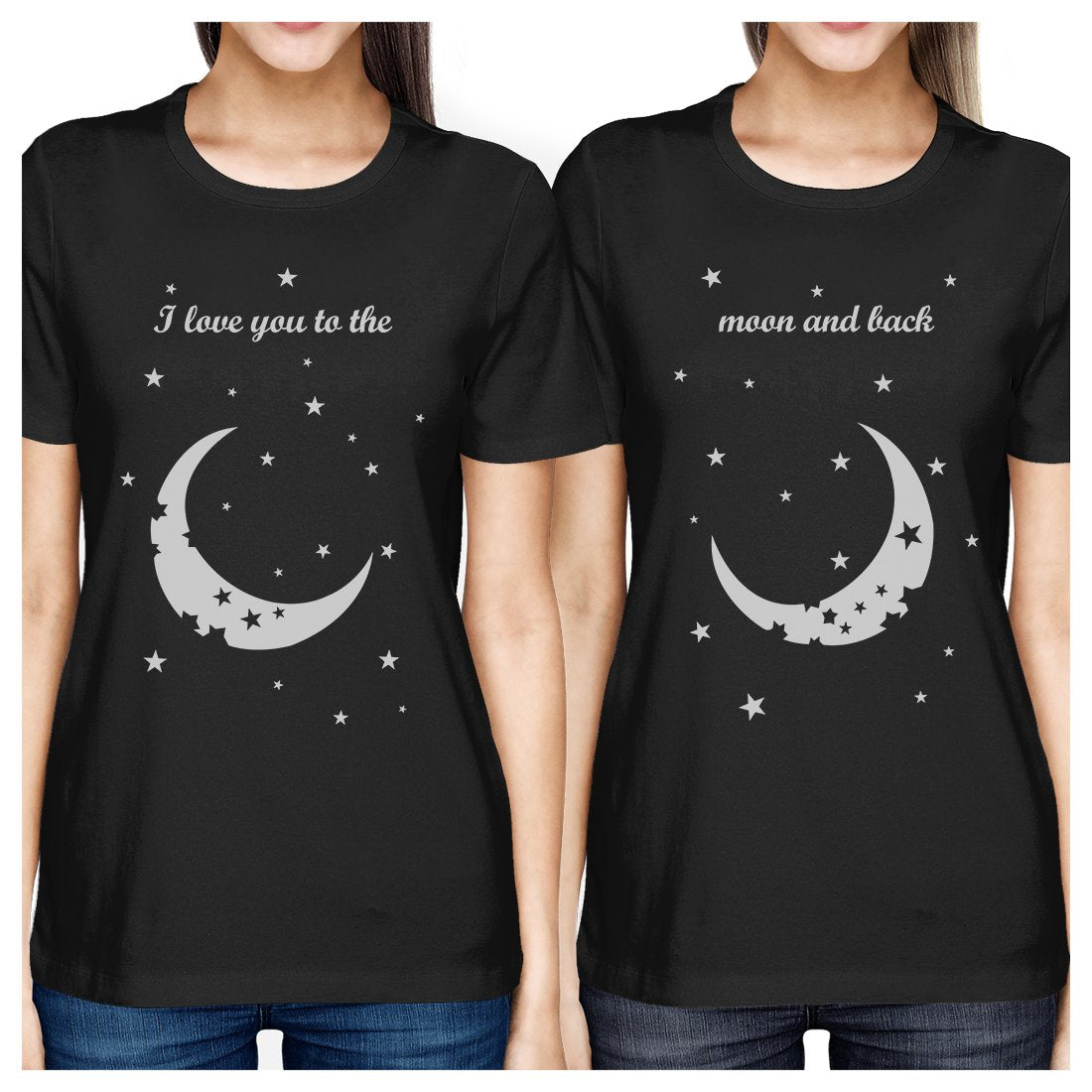 Moon And Back BFF Matching Shirts Womens Black Gift For Friends