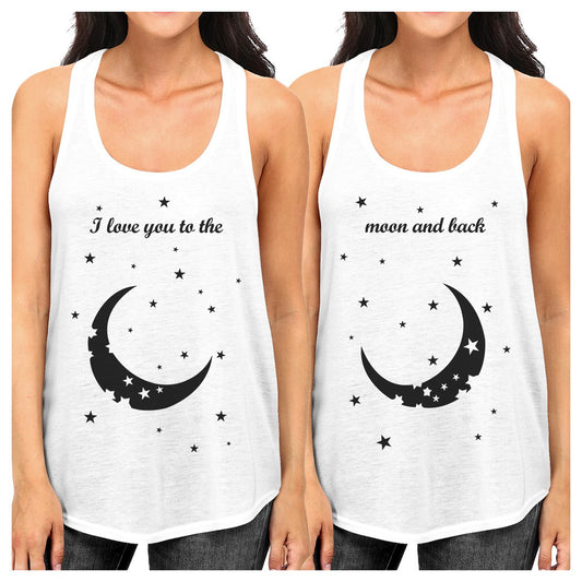 Moon And Back Best Friend Gift Shirts Womens Funny Graphic Tanks