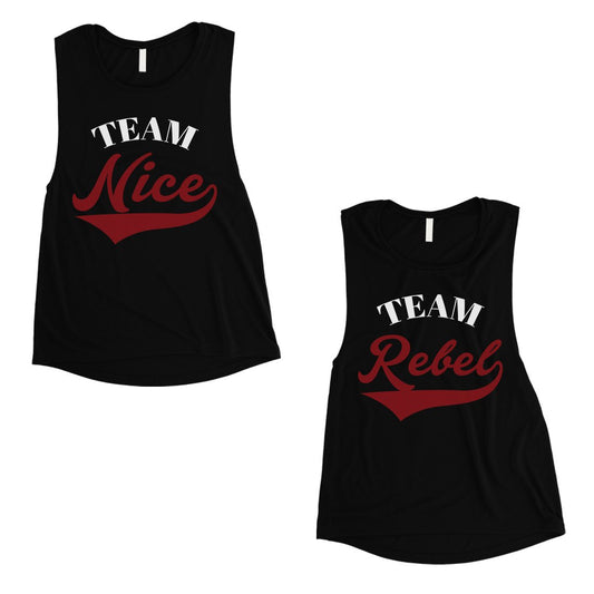 Team Nice Team Rebel BFF Matching Muscle Top Womens Christmas Gift