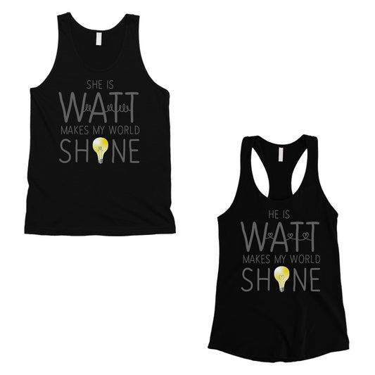 Watt World Shine Light Matching Couple Tank Tops For Anniversary