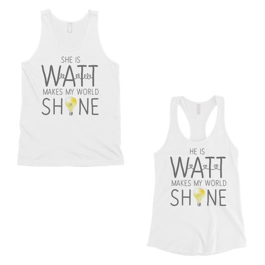 Watt World Shine Light Matching Couple Tank Tops For Anniversary