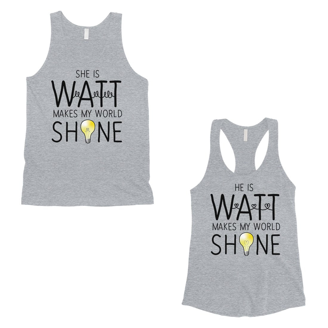 Watt World Shine Light Matching Couple Tank Tops For Anniversary