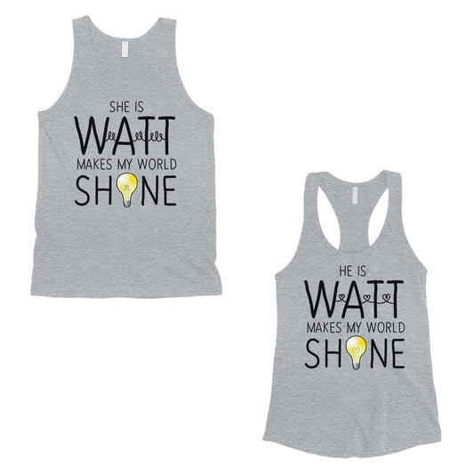 Watt World Shine Light Matching Couple Tank Tops For Anniversary