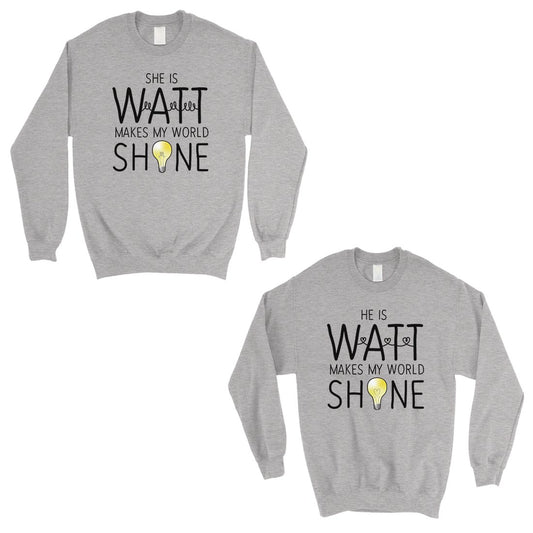 Watt World Shine Light Matching Sweatshirt Pullover Valentine's Day