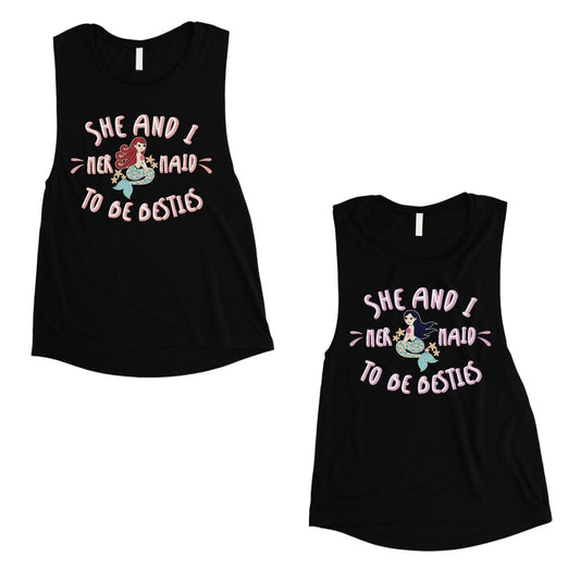 Mermaid To Be Besties Cute BFF Matching Muscle Tank Tops For Womens