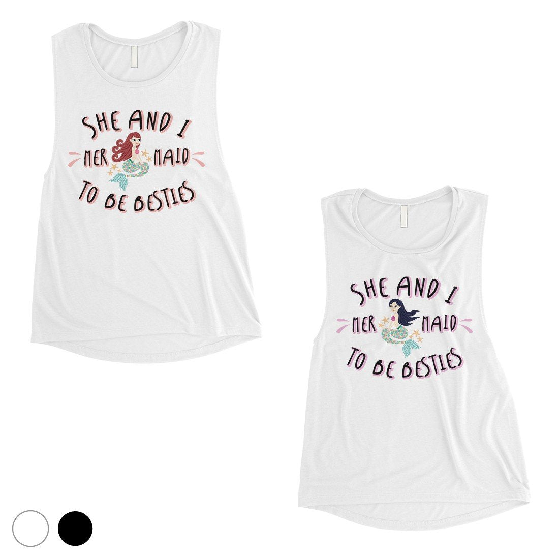 Mermaid To Be Besties Cute BFF Matching Muscle Tank Tops For Womens