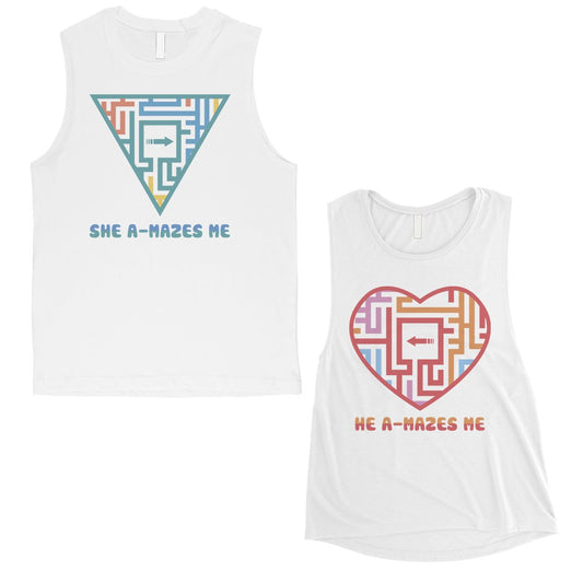 A-Mazes Me Matching Muscle Tank Tops For Cute Valentine's Day Gift