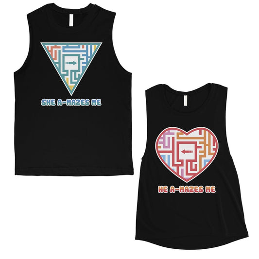 A-Mazes Me Matching Muscle Tank Tops For Cute Valentine's Day Gift