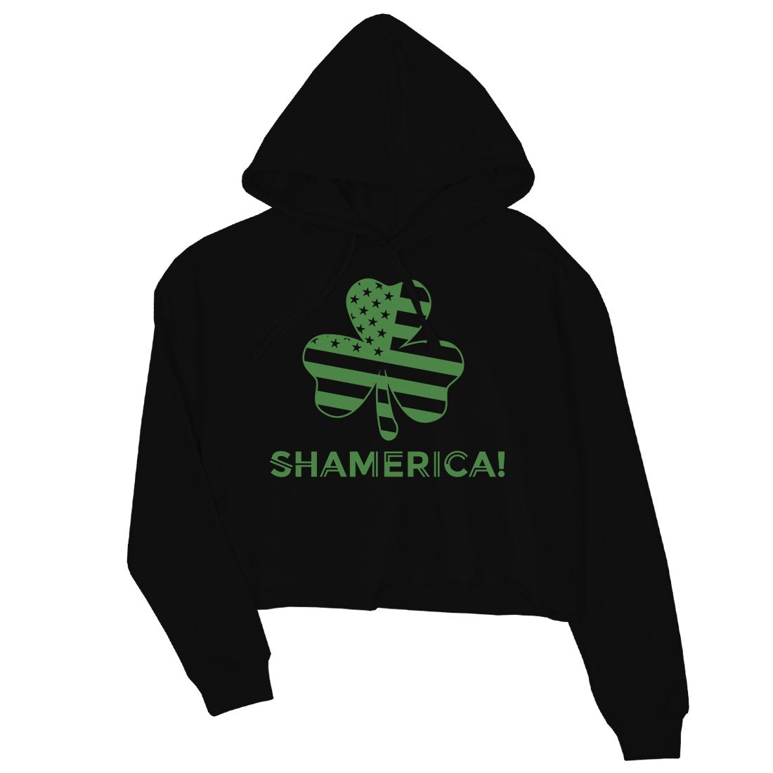 Shamerica Flag Womens Crop Hoodie Pullover Saint Paddy's Day Shirt