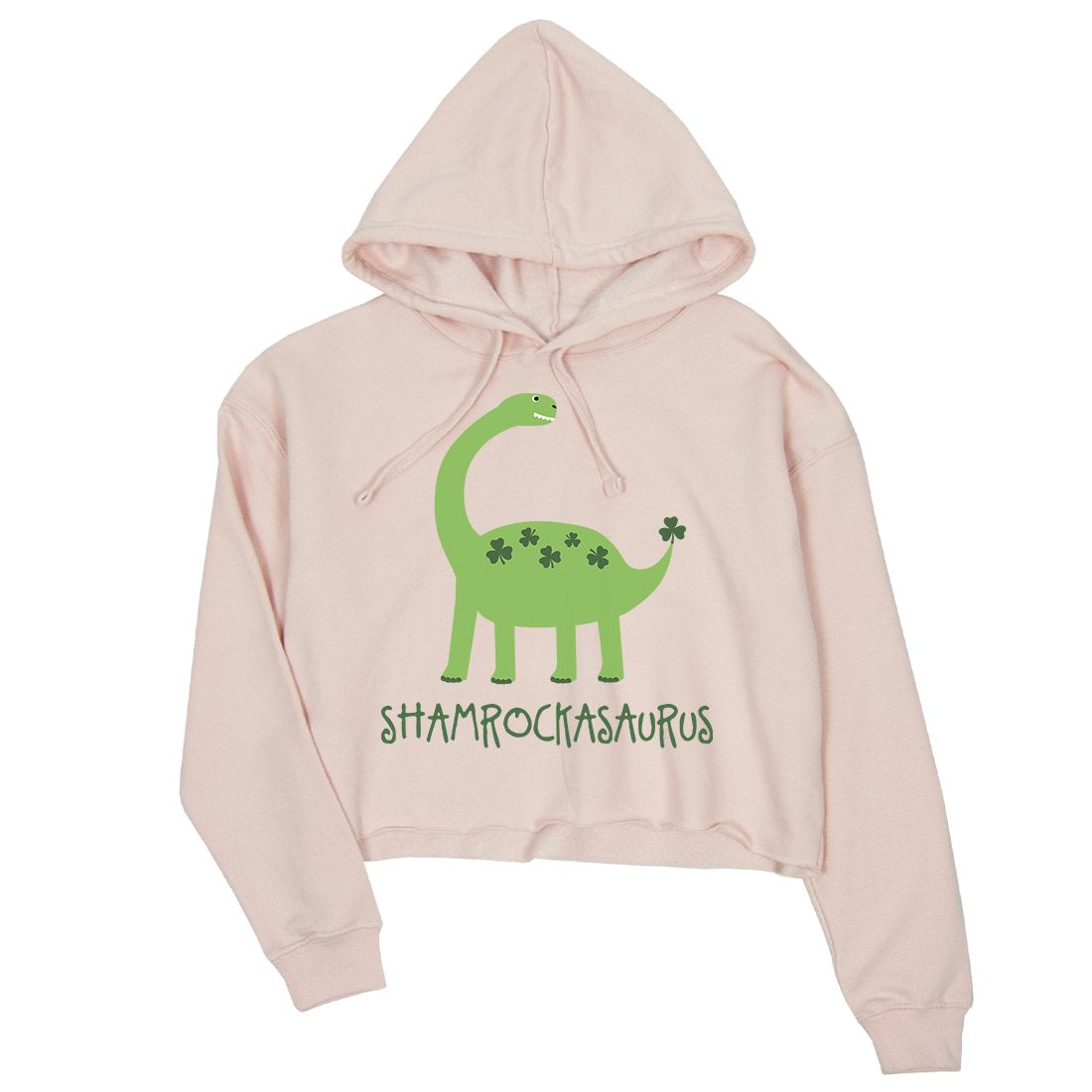 Shamrock Saurus Womens Crop Hoodie Funny St Patrick's Day Shirt