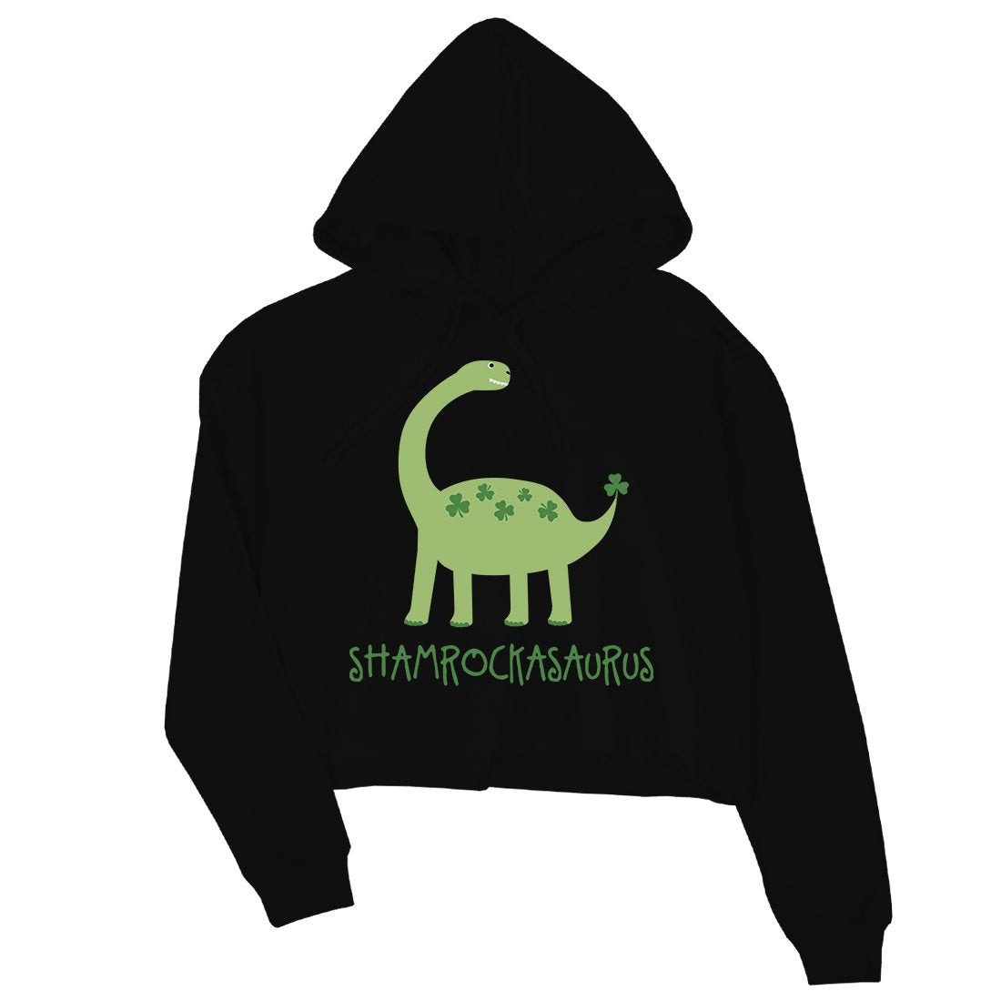 Shamrock Saurus Womens Crop Hoodie Funny St Patrick's Day Shirt