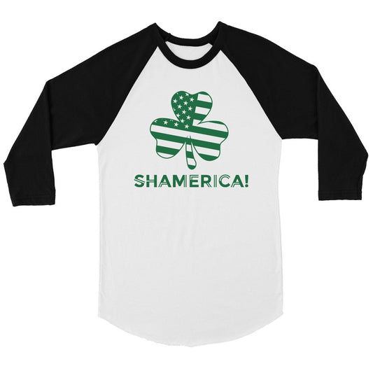 Shamerica Flag Mens Baseball Shirt Funny St Patricks Day Shirt Idea