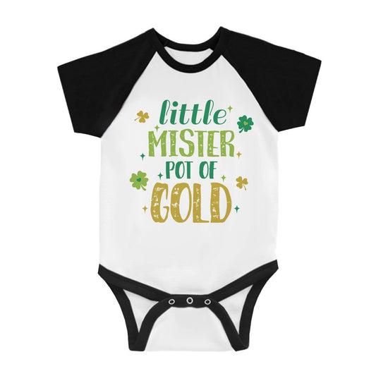 Little Mister Pot Of Gold Infant Baseball Shirt For St Patricks Day